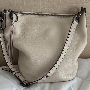 Coach Special Edition Leather Hobo Shoulder Bag in Cream with Riveted Strap